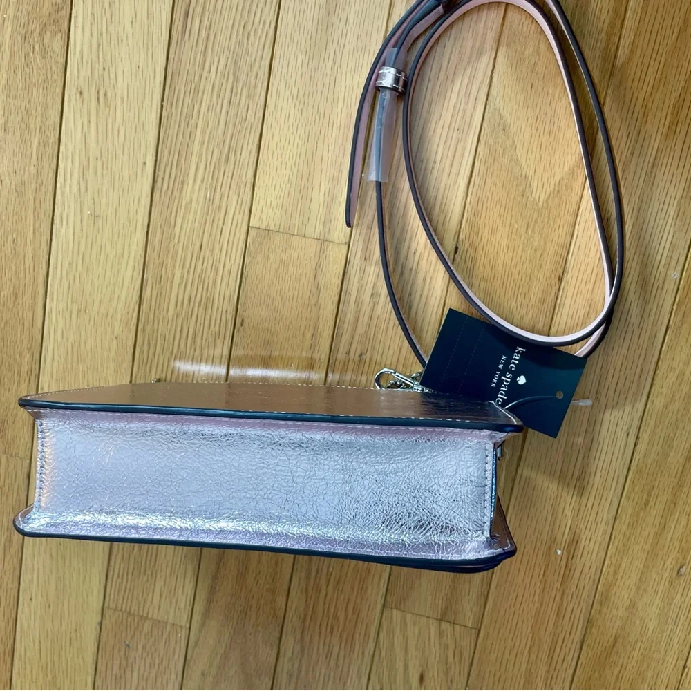 Kate Spade Rose Gold Madison Crossbody Bag with Chain and leather Strap